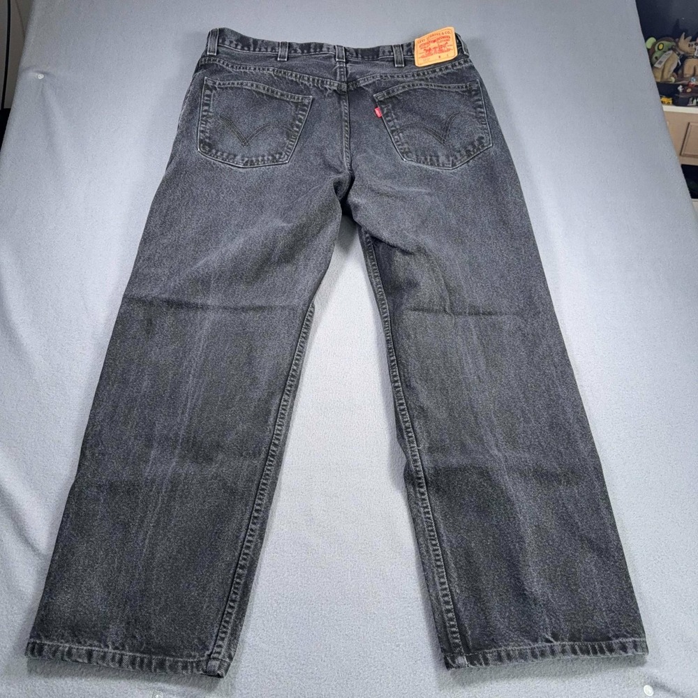 Levis 550 Mens Black Jeans Classic Relaxed Fit High Rise Y2K Meas.38x30.5 HEMMED - Picture 2 of 13